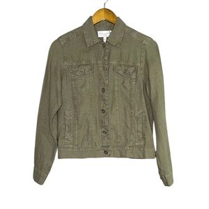 Michael Stars X Stitch Fix Linen Jean Jacket Camo Green NWT